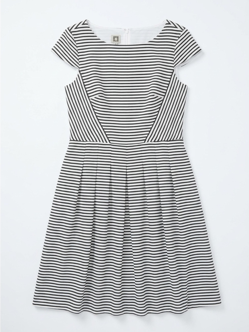 Anne Klein Grey and White Striped Midi Dress
